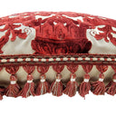Handmade Decorative Pillow Made With Luigi Bevilacqua Silk Multi-Coloured Velvet Red Grottesche Pattern