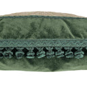 Handmade Decorative  Pillow With Tassel Trim Green Rubelli Velvet With Luigi Bevilacqua Framed Front Panel