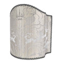 Venetian Lamp Shade in Rubelli Pure Silk Crinkled Damask Fabric Pearl Grey San Marco Pattern Half Lampshade