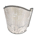 Venetian Lamp Shade in Rubelli Pure Silk Crinkled Damask Fabric Pearl Grey San Marco Pattern Half Lampshade