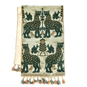 Table Runner with Tassel Trim Emerald Green Silk Brocatelle Luigi Bevilacqua Fabric Fiere Pattern