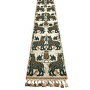 Table Runner with Tassel Trim Emerald Green Silk Brocatelle Luigi Bevilacqua Fabric Fiere Pattern
