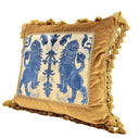 Handmade Decorative Pillow Made With Gold Rubelli Velvet With Luigi Bevilacqua Leoni Persiani Framed Front Panel - 1