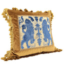 Handmade Decorative Pillow Made With Gold Rubelli Velvet With Luigi Bevilacqua Leoni Persiani Framed Front Panel - 1