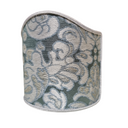 Clip On Shield Shade Aqua & Silver Rubelli Tebaldo Silk Brocatelle Fabric Mini Lampshade