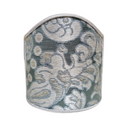 Clip On Shield Shade Aqua & Silver Rubelli Tebaldo Silk Brocatelle Fabric Mini Lampshade