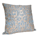Handmade Decorative Pillow Made With Fortuny Fabric – Brilliant Blue & Silvery Gold Sevres Pattern