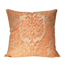 Handmade Decorative Pillow Made With Fortuny Fabric – Burnt Apricot & Silvery Gold Barberini Pattern