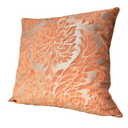Handmade Decorative Pillow Made With Fortuny Fabric – Burnt Apricot & Silvery Gold Barberini Pattern