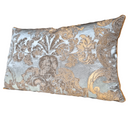 Handmade Decorative Pillow Made With Silk Brocade Rubelli Fabric Aqua Blue and Gold Barbarigo Pattern