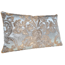 Handmade Decorative Pillow Made With Silk Brocade Rubelli Fabric Aqua Blue and Gold Barbarigo Pattern