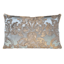 Handmade Decorative Pillow Made With Silk Brocade Rubelli Fabric Aqua Blue and Gold Barbarigo Pattern