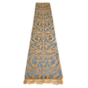 Luxury Table Runner Blue & Gold Silk Jacquard Rubelli Fabric Serlio Pattern with Gold Lace Trim