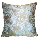 Handmade Decorative Pillow Made With Jade Green & Gold Jacquard Rubelli Fabric Mirage Pattern