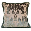 Luigi Bevilacqua Silk Heddle Velvet Olive Green Handmade Decorative Pillow With Brush Fringe Fiere Pattern