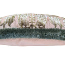 Luigi Bevilacqua Silk Heddle Velvet Olive Green Handmade Decorative Pillow With Brush Fringe Fiere Pattern