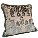 Luigi Bevilacqua Silk Heddle Velvet Olive Green Handmade Decorative Pillow With Brush Fringe Fiere Pattern