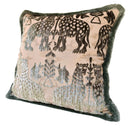 Luigi Bevilacqua Silk Heddle Velvet Olive Green Handmade Decorative Pillow With Brush Fringe Fiere Pattern