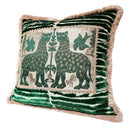 Handmade Decorative  Pillow With Brush Fringe Green Modern Art Rubelli Velvet With Luigi Bevilacqua Framed Front Panel