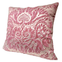 Handmade Decorative Pillow Made With Fortuny Fabric – Red & Silvery Gold Demedici Pattern