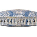 Handmade Decorative Pillow Made With Fortuny Fabric – Blue & Silvery Gold Nicolo Pattern With Tassel Trim