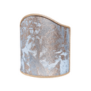 Clip-On Wall Sconces Shield Shade Aqua Blue and Gold Jacquard Rubelli Fabric Mirage Pattern Mini Lampshade