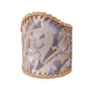 Wall Sconce Clip-On Lamp Shade Fortuny Fabric Grey & Silvery Gold Corone Pattern