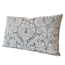 Handmade Decorative Pillow Made With Silk Brocatelle Rubelli Fabric Aqua Blue and Silver Tebaldo Pattern