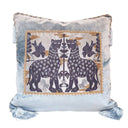 Handmade Decorative  Pillow With Tassel at Corners in Sky Blue Rubelli Velvet & Luigi Bevilacqua Framed Front Panel