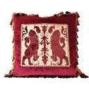 Handmade Decorative Pillow Made With Red Rubelli Velvet With Luigi Bevilacqua Leoni Persiani Framed Front Panel - 1