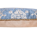 Handmade Decorative Pillow Made With Fortuny Fabric – Blue & Silvery Gold Veronese Pattern