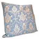 Handmade Decorative Pillow Made With Fortuny Fabric – Blue & Silvery Gold Veronese Pattern