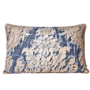 Handmade Decorative Pillow Made With Fortuny Fabric – Midnight Blue & Silvery Gold Dandolo Pattern