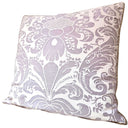 Handmade Decorative Pillow Made With Fortuny Fabric – Lavender & White Caravaggio Pattern