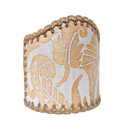 Wall Sconce Clip-On Shield Shade Fortuny Fabric Yellow Monotones Uccelli Pattern