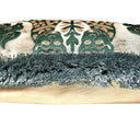 Handmade Decorative Pillow With Brush Fringe Trim Emerald Green Silk Brocatelle Luigi Bevilacqua Fabric Fiere Pattern