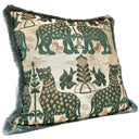 Handmade Decorative Pillow With Brush Fringe Trim Emerald Green Silk Brocatelle Luigi Bevilacqua Fabric Fiere Pattern