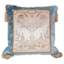 Handmade Decorative Pillow Made With Sky Blue Luigi Bevilacqua Radica Velvet With Ivory Framed Front Panel