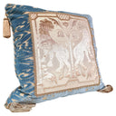 Handmade Decorative Pillow Made With Sky Blue Luigi Bevilacqua Radica Velvet With Ivory Framed Front Panel