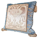 Handmade Decorative Pillow Made With Sky Blue Luigi Bevilacqua Radica Velvet With Ivory Framed Front Panel