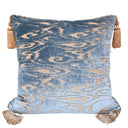 Handmade Decorative Pillow Made With Sky Blue Luigi Bevilacqua Radica Velvet With Ivory Framed Front Panel