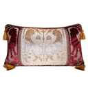 Handmade Decorative Pillow Made With Luigi Bevilacqua Silk Heddle Velvet Red and Ivory Leoni Bizantini Pattern