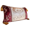 Handmade Decorative Pillow Made With Luigi Bevilacqua Silk Heddle Velvet Red and Ivory Leoni Bizantini Pattern