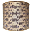 Drum Lampshade in Fortuny Fabric Smoke & Gold Unita Pattern
