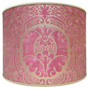 Drum Lampshade in Fortuny Fabric Orsini Pattern Red & Gold Texture