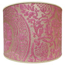 Drum Lampshade in Fortuny Fabric Orsini Pattern Red & Gold Texture
