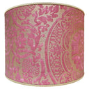 Drum Lampshade in Fortuny Fabric Orsini Pattern Red & Gold Texture