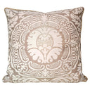 Handmade Decorative Pillow Made With Fortuny Fabric – Champagne & Silvery Gold Orsini Pattern
