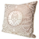 Handmade Decorative Pillow Made With Fortuny Fabric – Champagne & Silvery Gold Orsini Pattern