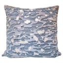 Handmade Decorative Pillow Made With Fortuny Fabric – Camo Isole Pattern in Blue & Silvery Gold Texture